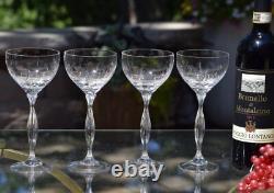 4 Vintage Crystal Tall Wine Glasses Water Goblets, Spiegelau, Vesta, 1980, 6oz