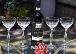 4 Vintage Crystal Tall Wine Glasses Water Goblets, Spiegelau, Vesta, 1980, 6oz