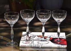 4 Vintage Crystal Tall Wine Glasses Water Goblets, Spiegelau, Vesta, 1980, 6oz