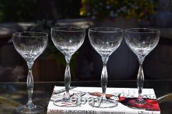 4 Vintage Crystal Tall Wine Glasses Water Goblets, Spiegelau, Vesta, 1980, 6oz