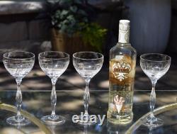 4 Vintage Crystal Tall Wine Glasses Water Goblets, Spiegelau, Vesta, 1980, 6oz