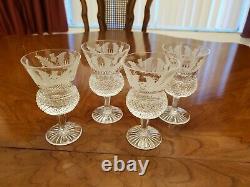4 Vintage Edinburgh Cut Crystal Thistle Pattern White Wine Glasses