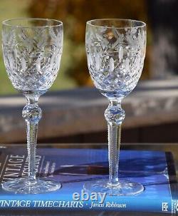 4 Vintage Etched Crystal Wine Glasses Crystal Clear Industries, Celine, 1990's