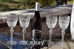 4 Vintage Etched Crystal Wine Glasses Crystal Clear Industries, Celine, 1990's