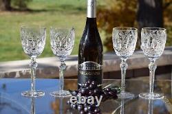 4 Vintage Etched Crystal Wine Glasses Crystal Clear Industries, Celine, 1990's
