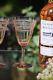 4 Vintage Etched Pink Glass Wine Glasses, 1950's, Rose Wine Glasses