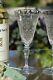 4 Vintage Etched Tall Wine Glasses Water Goblets, 1950's