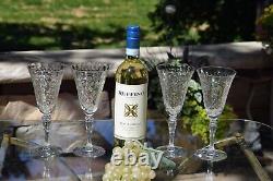4 Vintage Etched Tall Wine Glasses Water Goblets, 1950's