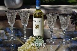 4 Vintage Etched Tall Wine Glasses Water Goblets, 1950's