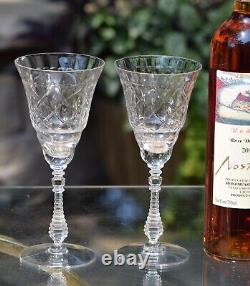 4 Vintage Etched Tall Wine Glasses Water Goblets, Rock Sharpe, 1950's
