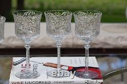 4 Vintage Etched Tall Wine Glasses Water Goblets, Rock Sharpe, 1950's