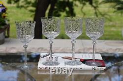 4 Vintage Etched Tall Wine Glasses Water Goblets, Rock Sharpe, 1950's
