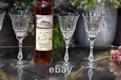 4 Vintage Etched Tall Wine Glasses Water Goblets, Rock Sharpe, 1950's