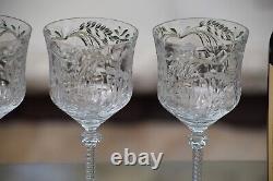 4 Vintage Etched Tall Wine Glasses Water Goblets, Rock Sharpe, 1950's