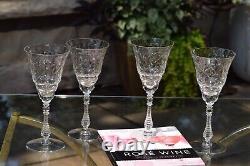 4 Vintage Etched Tall Wine Glasses Water Goblets, Rock Sharpe, 1950's