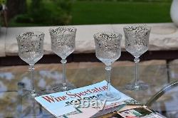 4 Vintage Etched Tall Wine Glasses Water Goblets, Rock Sharpe, 1950's