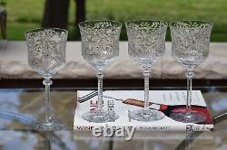 4 Vintage Etched Tall Wine Glasses Water Goblets, Rock Sharpe, 1950's