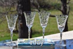 4 Vintage Etched Wine Glasses Water Goblets, 1950's, Vintage Weddings
