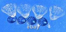 4 Vintage Fostoria Needle Etched Chintz 7 5/8 Tall Crystal Water/Wine Goblets