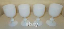 4 Vintage French Portieux Vallerysthal White Opaline Wine Water Goblets (b4)