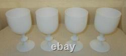 4 Vintage French Portieux Vallerysthal White Opaline Wine Water Goblets (b4)