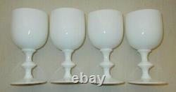 4 Vintage French Portieux Vallerysthal White Opaline Wine Water Goblets (b4)