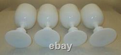 4 Vintage French Portieux Vallerysthal White Opaline Wine Water Goblets (b4)