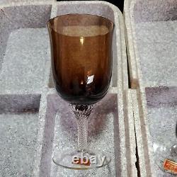 4 Vintage Gorham Reizart HandBlown Minstrel Brown Twisted Stem Wine Glass-RARE