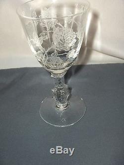 4 Vintage Heisey Glass Crystal Heisey Rose 5 1/8 Wine Goblets 5072 Optic NICE