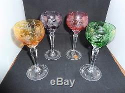 (4) Vintage Nachtmann TRAUBE Cut to Clear Crystal Hock Wine Goblets Glasses NEW