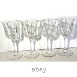 4 Vintage Portieux Top France Crystal 7.25 Wine Glasses Portieux Vallerysthal