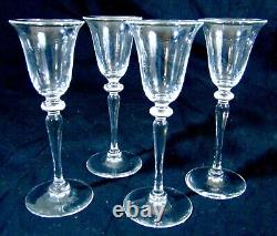 4 Vintage Steuben Barware Crystal Stems Glasses Plain Wafer #6401 Cordial Wine