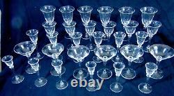 4 Vintage Steuben Barware Crystal Stems Glasses Plain Wafer #6401 Cordial Wine