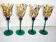 4 Vintage Venetian Murano Confetti Stemware Champagne Wine Glasses 9 3/4 Tall