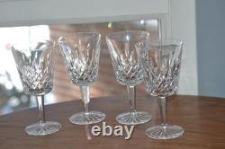 4 Vintage Waterford Crystal Lismore 7 Tall Water Wine Glasses Signed Never Used