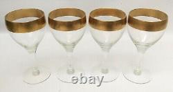 4 Vintage Wide 22K Gold Band Wine Glasses Dorothy Thorpe Mid Century