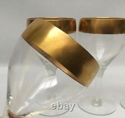 4 Vintage Wide 22K Gold Band Wine Glasses Dorothy Thorpe Mid Century