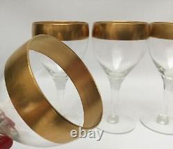 4 Vintage Wide 22K Gold Band Wine Glasses Dorothy Thorpe Mid Century