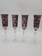 4 Vtg Purple Amethyst 9-1/2 Glass Champagne Flutes Cut to Clear Polka Dots