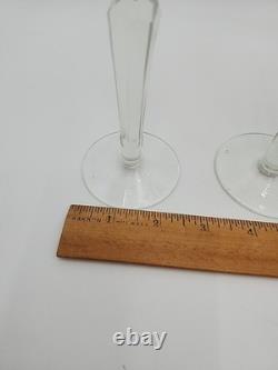 4 Vtg Purple Amethyst 9-1/2 Glass Champagne Flutes Cut to Clear Polka Dots