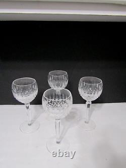 4 Vtg WATERFORD Crystal Lismore Long Stem Wine Goblets 7 1/4 Signed IRELAND