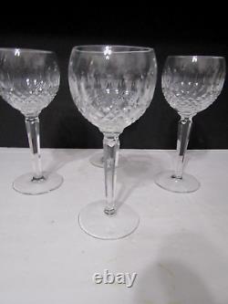 4 Vtg WATERFORD Crystal Lismore Long Stem Wine Goblets 7 1/4 Signed IRELAND