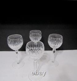 4 Vtg WATERFORD Crystal Lismore Long Stem Wine Goblets 7 1/4 Signed IRELAND