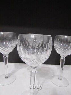 4 Vtg WATERFORD Crystal Lismore Long Stem Wine Goblets 7 1/4 Signed IRELAND