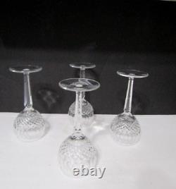 4 Vtg WATERFORD Crystal Lismore Long Stem Wine Goblets 7 1/4 Signed IRELAND