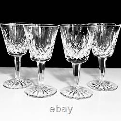 4 WATERFORD LISMORE Claret Wine Glasses / VINTAGE IRISH CRYSTAL / Cut By Hand