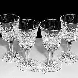 4 WATERFORD LISMORE Claret Wine Glasses / VINTAGE IRISH CRYSTAL / Cut By Hand