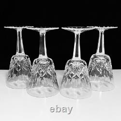 4 WATERFORD LISMORE Claret Wine Glasses / VINTAGE IRISH CRYSTAL / Cut By Hand