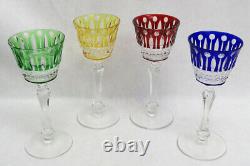 (4) Wonderful Vintage Faberge' Multi-color 6 1/4 Crystal Wine Glasses