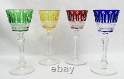 (4) Wonderful Vintage Faberge' Multi-color 6 1/4 Crystal Wine Glasses